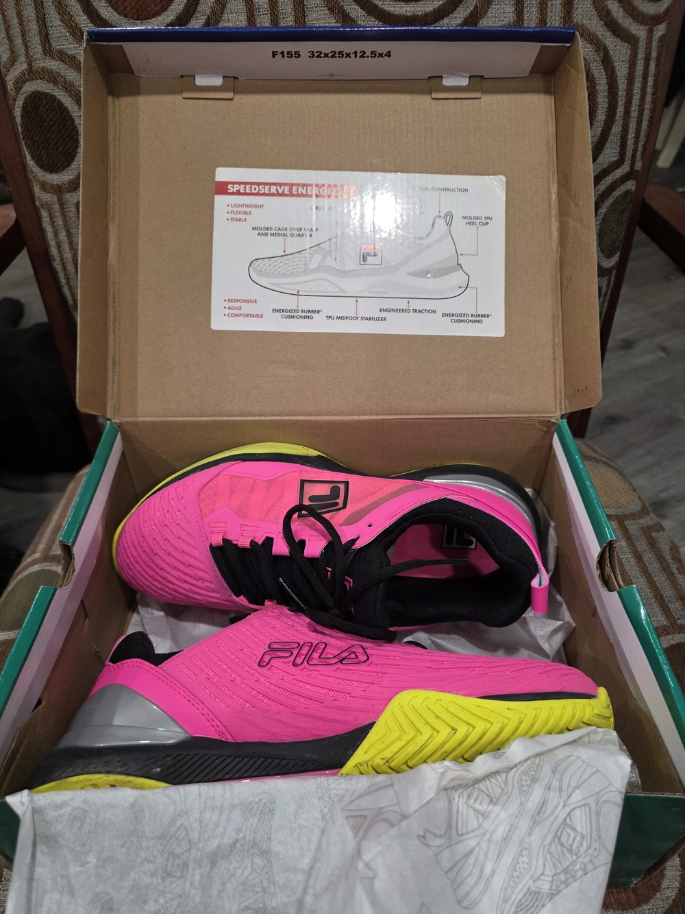 FILA Speedserve Energized Women's Sz 10 Tennis Shoes Pink Yellow *worn once*